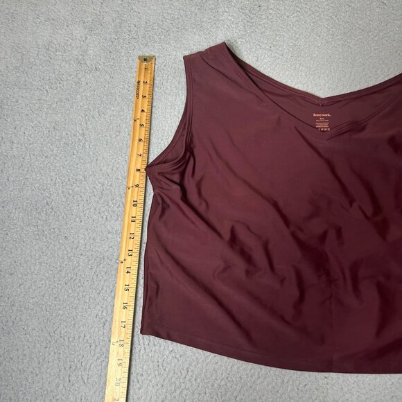 Honey Mark Swim Tank Top Women‎ 3XL Burgundy V-Neck Water Resistant NEW - Picture 5 of 6